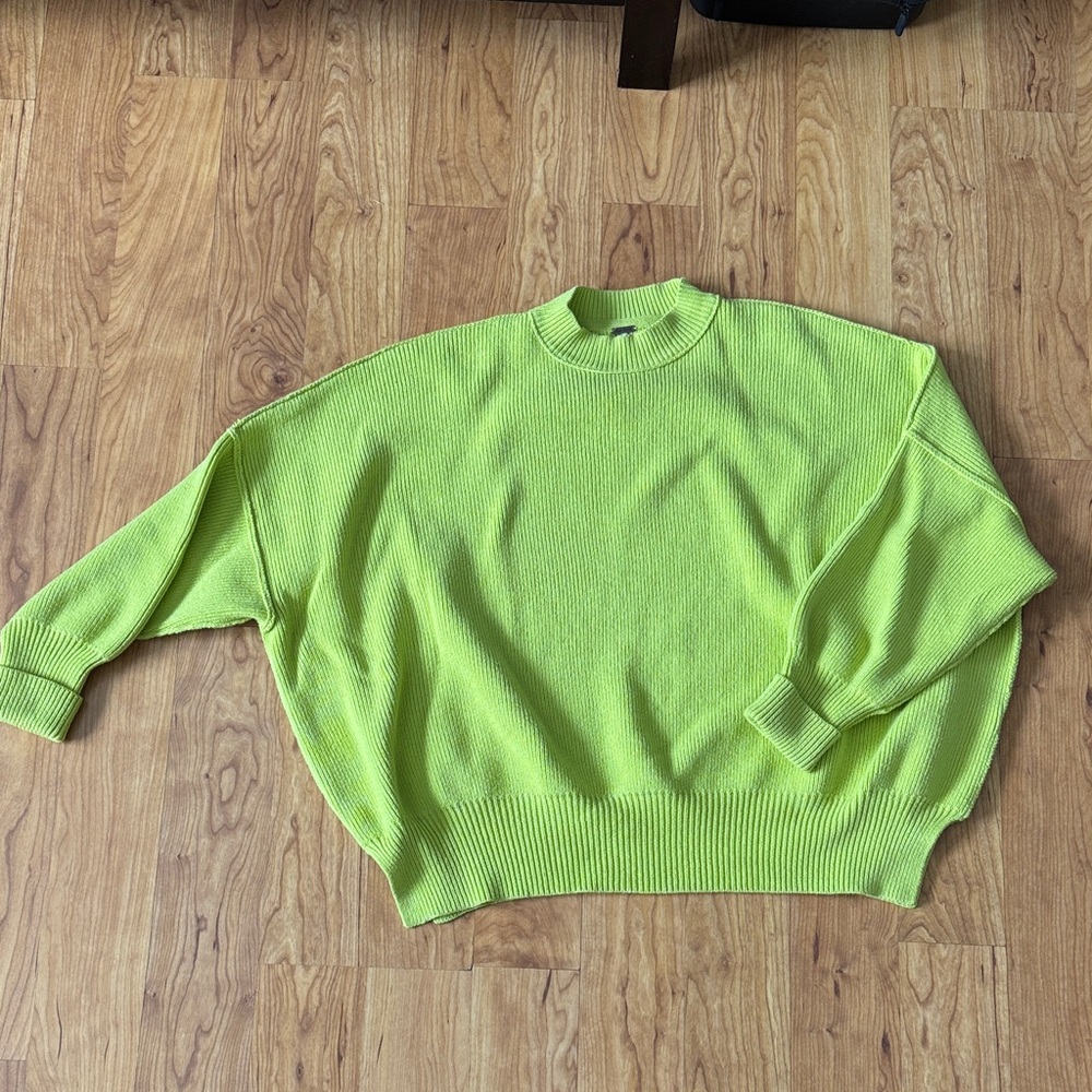 Free People Neon Green Turtleneck Sweater